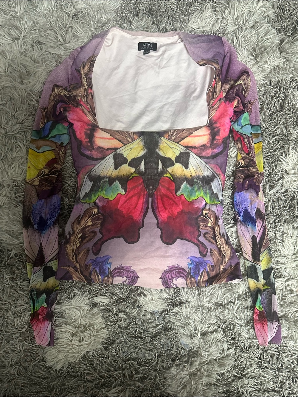 AFRM Square-Neck Long-Sleeve Butterfly Print -
Multicolor - Picture 3 of 3
